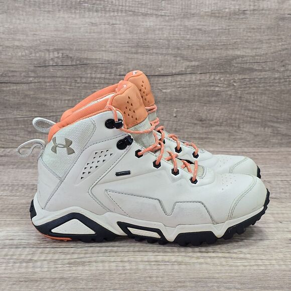 Under Armour Tabor Ridge Gore Tex Women's Size 6.5 Beige Leather Hiking Boots - Picture 1 of 14
